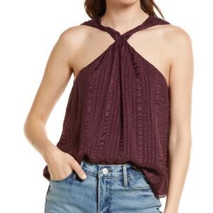 Frame Denim Burgundy Draped Silk Halter Top EUC